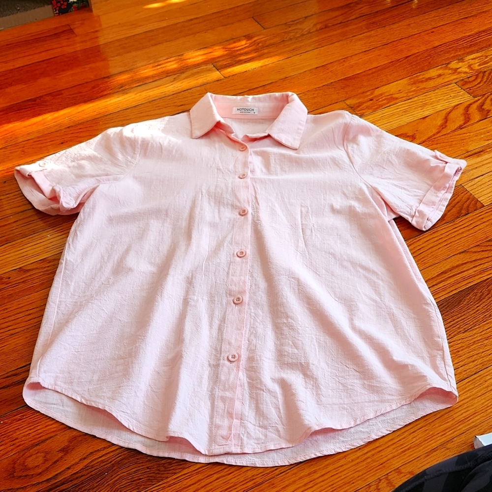 Pink Linen Button Down